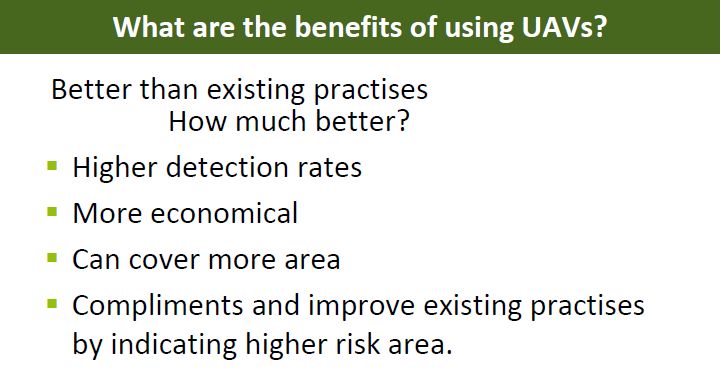 Potential benefits of using UAVs